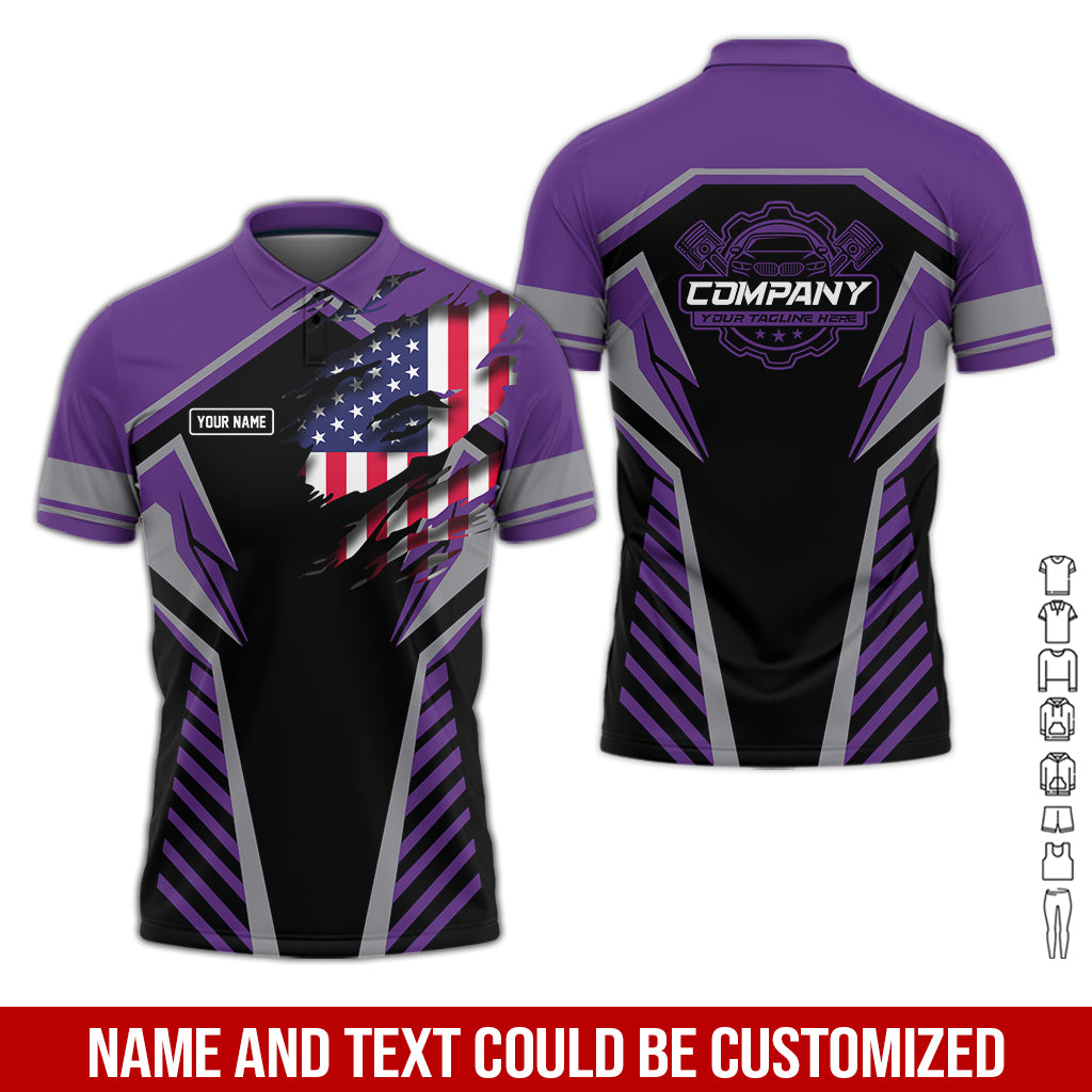 Personalized Diesel Mechanic Shirt, Purple Garage Uniform, Gift for Car Guys & Technicians, Size S to 5XL