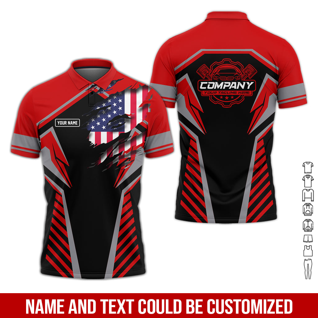 Personalized Diesel Mechanic Shirt, Red Garage Uniform, Gift for Car Guys & Technicians, Size S to 5XL