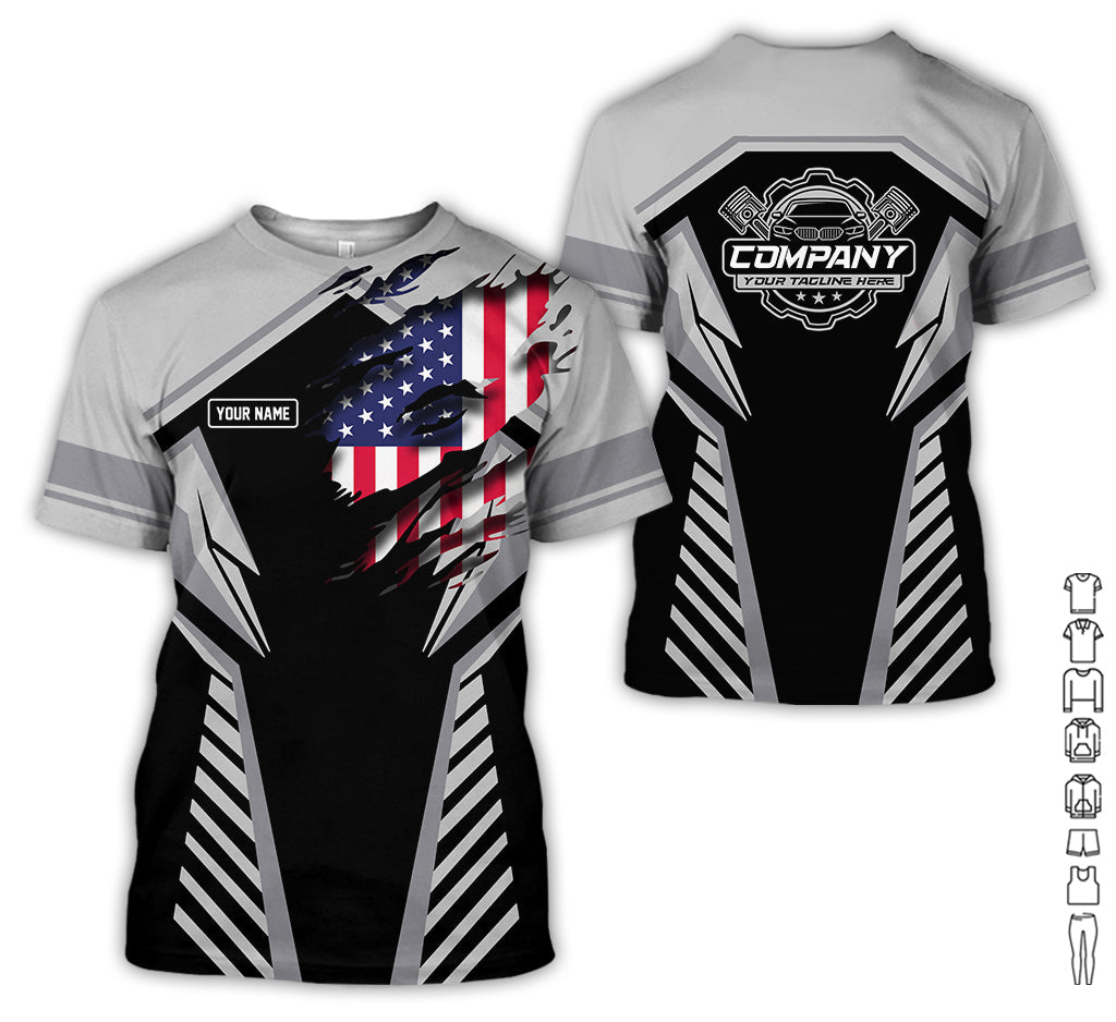 Personalized Diesel Mechanic Shirt, Grey Garage Uniform, Gift for Car Guys & Technicians, Size S to 5XL