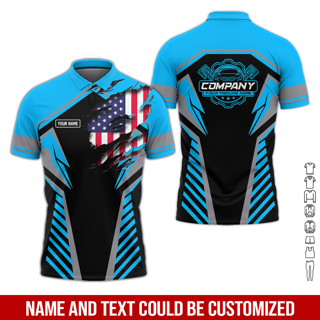 Personalized Diesel Mechanic Shirt, Blue Garage Uniform, Gift for Car Guys & Technicians, Size S to 5XL