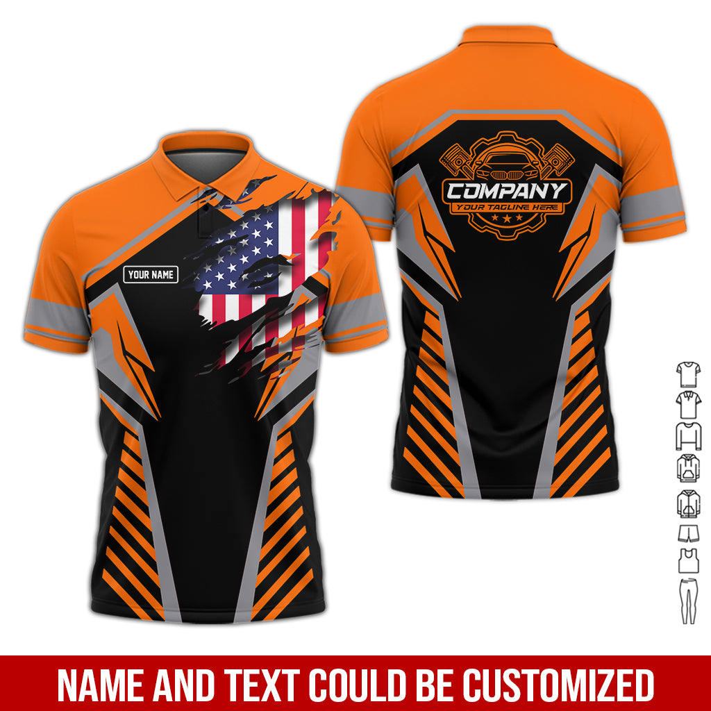 Personalized Diesel Mechanic Shirt, Orange Garage Uniform, Gift for Car Guys & Technicians, Size S to 5XL