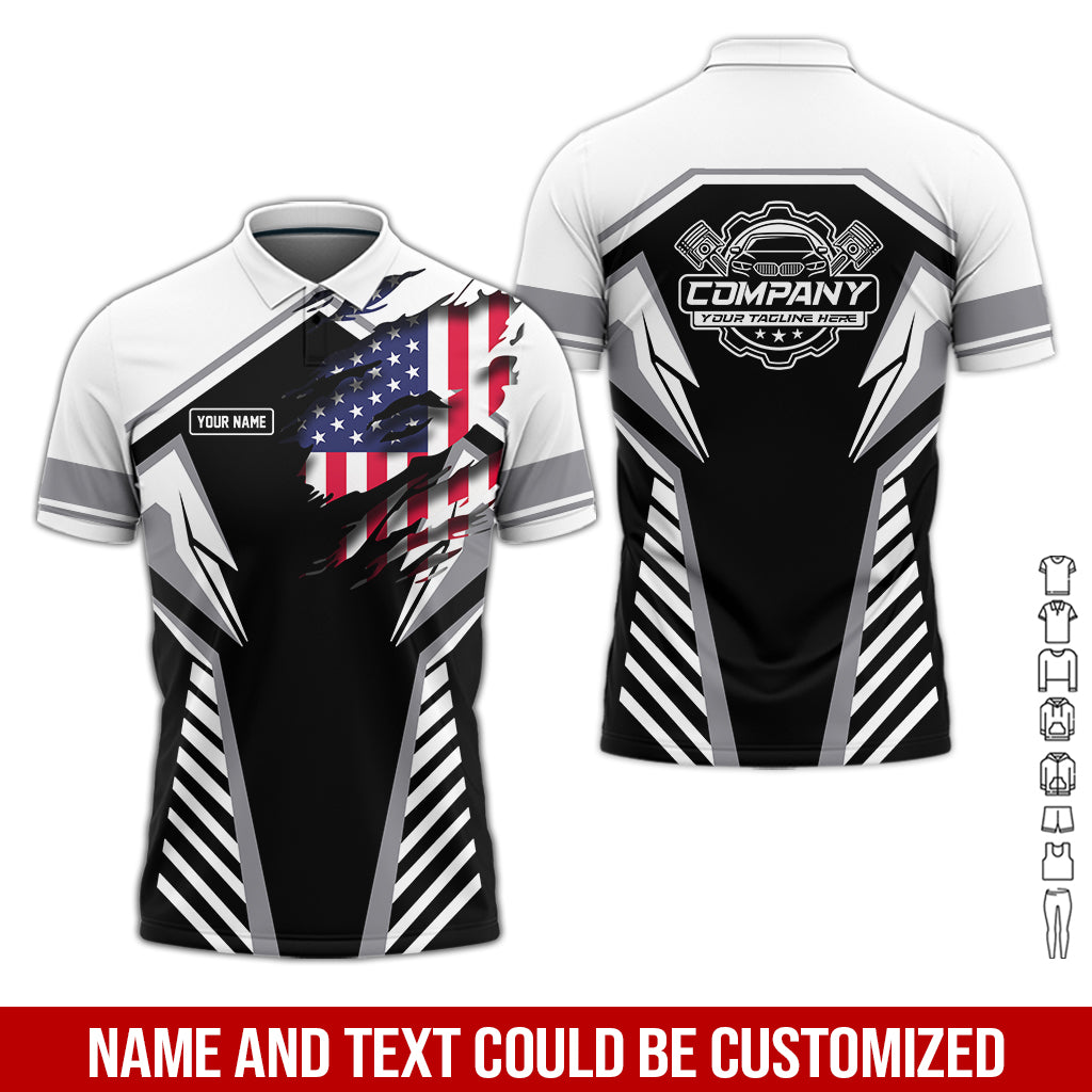 Personalized Diesel Mechanic Shirt, White Garage Uniform, Gift for Car Guys & Technicians, Size S to 5XL