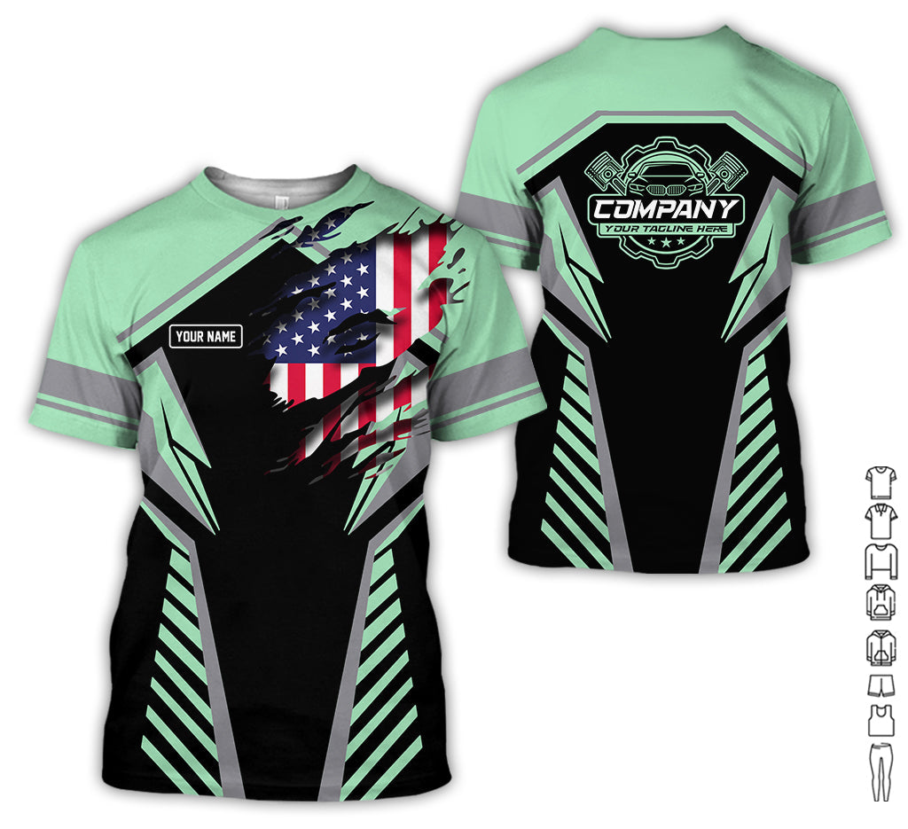 Personalized Diesel Mechanic Shirt, Seafoam Garage Uniform, Gift for Car Guys & Technicians, Size S to 5XL