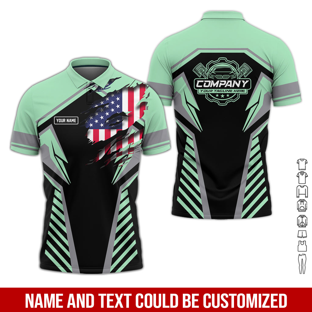 Personalized Diesel Mechanic Shirt, Seafoam Garage Uniform, Gift for Car Guys & Technicians, Size S to 5XL