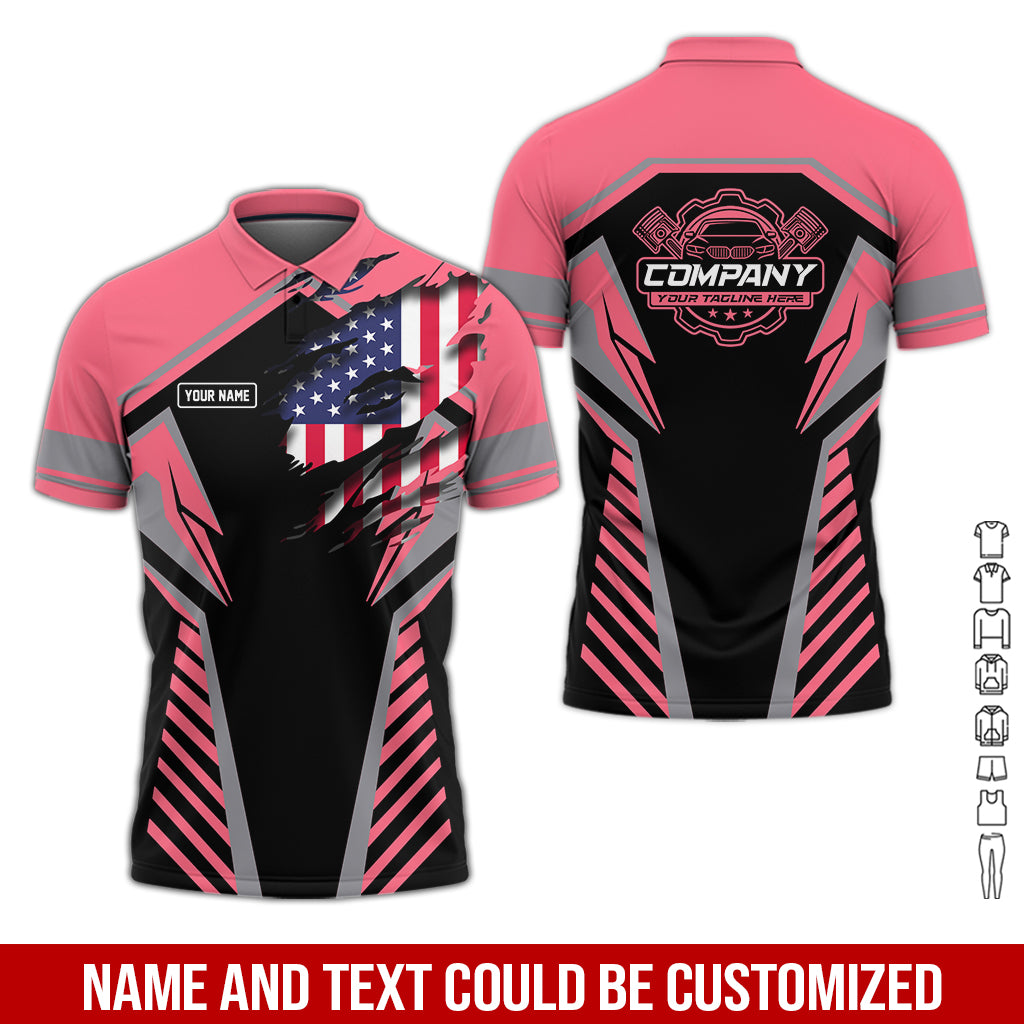 Personalized Diesel Mechanic Shirt, Neon Pink Garage Uniform, Gift for Car Guys & Technicians, Size S to 5XL