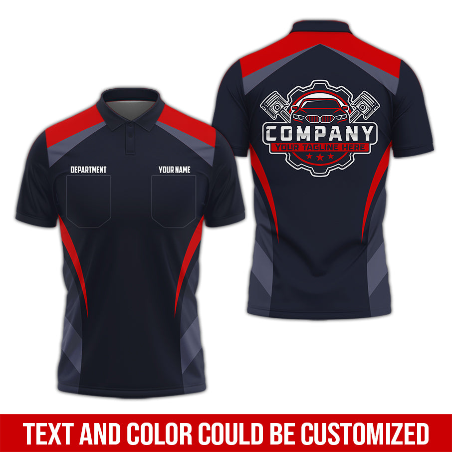 Custom Name Mechanic Shirt, Unisex Red Crew Shirt for Automotive Workers, Perfect Gift for Him, Size S to 5XL, Printed Poket Shirt