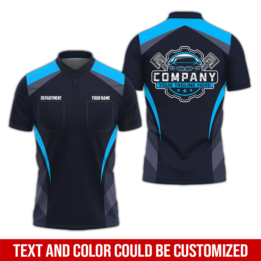 Custom Name Mechanic Shirt, Unisex Blue Crew Shirt for Automotive Workers, Perfect Gift for Him, Size S to 5XL