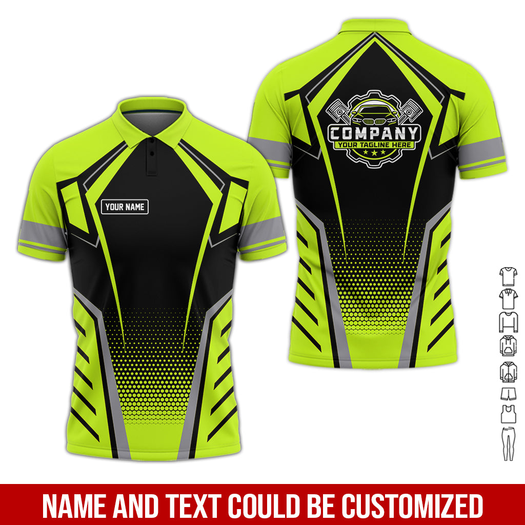 Personalized Garage Uniform in Classic Yellow Green, Mechanic Work Shirt for Men and Women, Perfect for Birthday or Husband, or Boyfriend