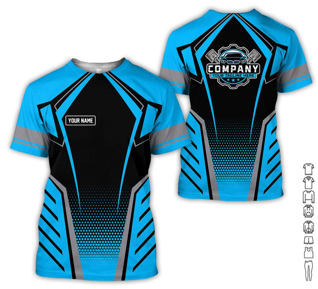 Personalized Garage Uniform in Classic Blue, Mechanic Work Shirt for Men and Women, Perfect for Birthday or Husband, or Boyfriend