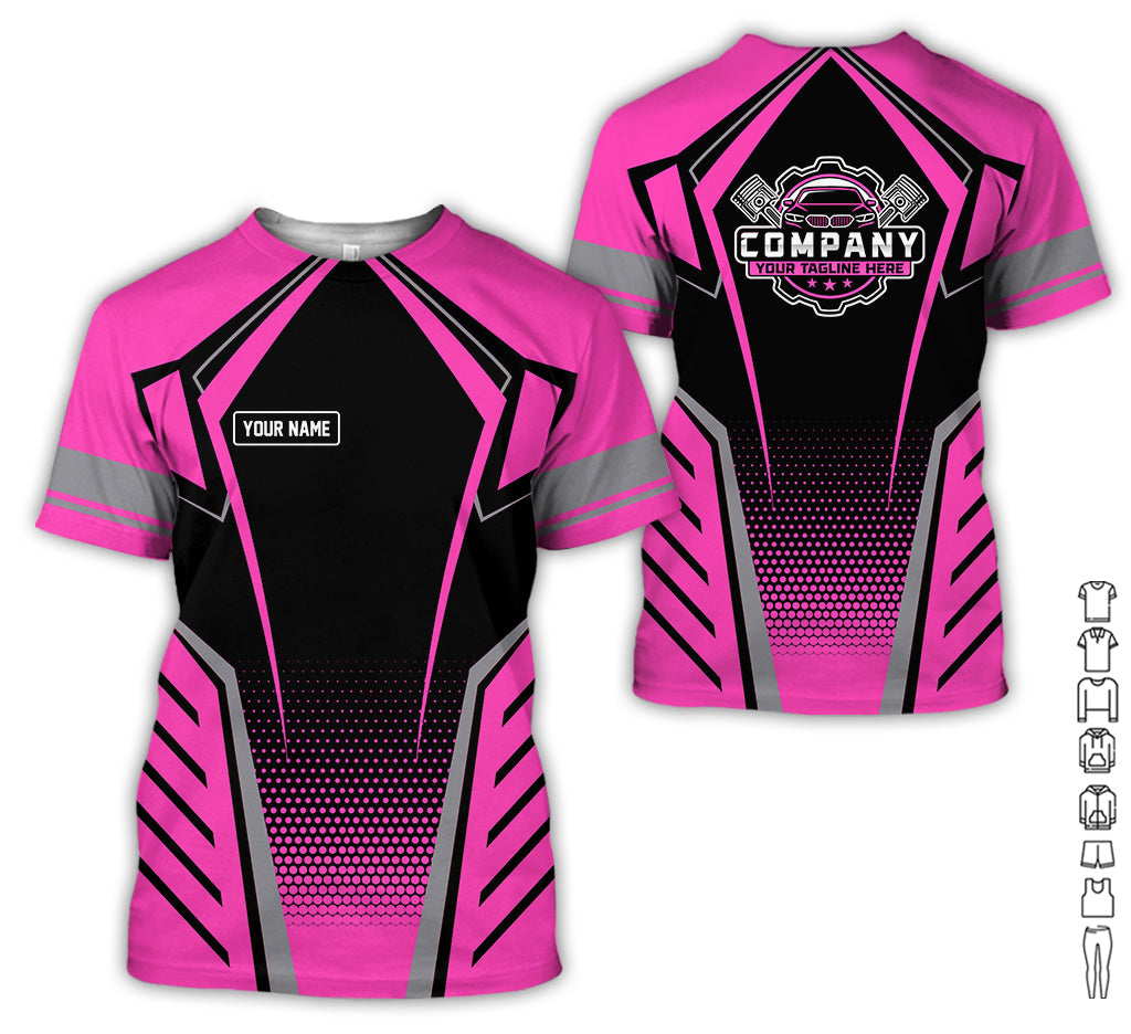 Personalized Garage Uniform in Classic Pink, Mechanic Work Shirt for Men and Women, Perfect for Birthday or Husband, or Boyfriend