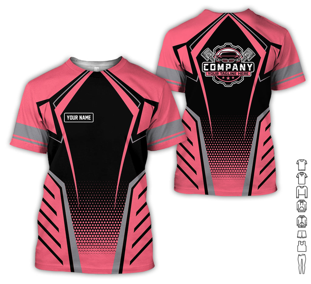 Personalized Garage Uniform in Classic Neon Pink, Mechanic Work Shirt for Men and Women, Perfect for Birthday or Husband, or Boyfriend