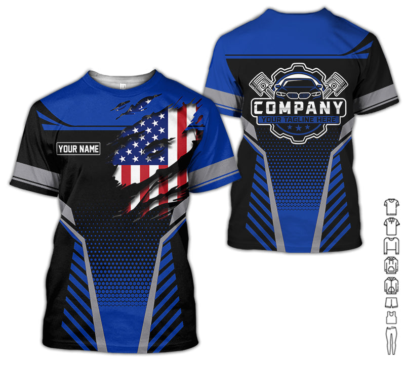 Personalized Work Shirt for Mechanics, Perfect Gift for Car Guys, Diesel Techs, and Shop Crews, Navy Color, Work-Ready Fit