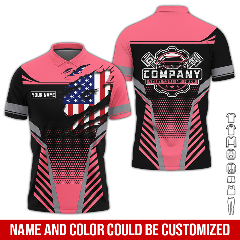 Personalized Work Shirt for Mechanics, Perfect Gift for Car Guys, Diesel Techs, and Shop Crews, Neon Pink Color, Work-Ready Fit