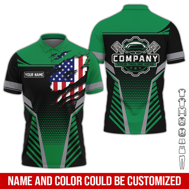 Personalized Work Shirt for Mechanics, Perfect Gift for Car Guys, Diesel Techs, and Shop Crews, Green Color, Work-Ready Fit