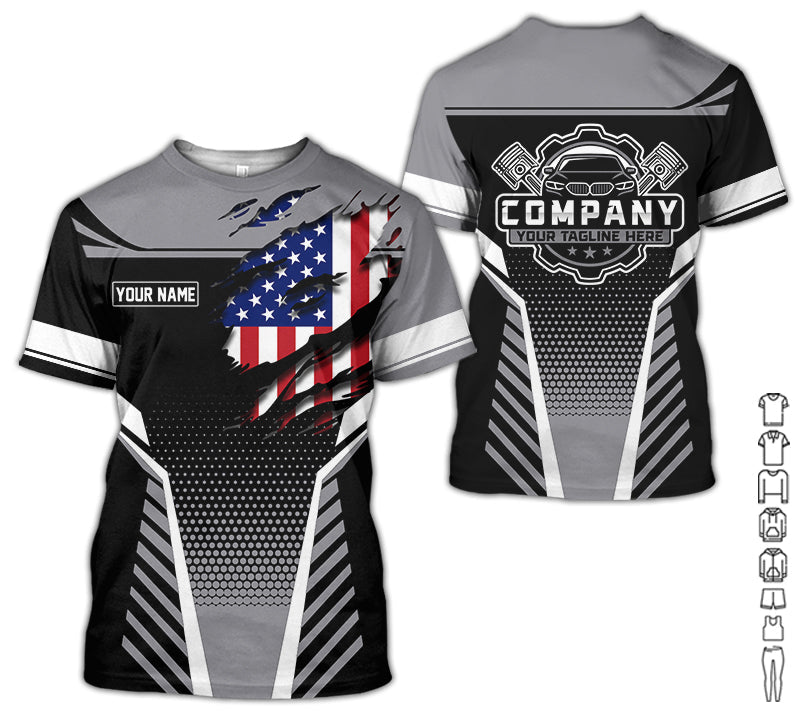 Personalized Work Shirt for Mechanics, Perfect Gift for Car Guys, Diesel Techs, and Shop Crews, Grey Color, Work-Ready Fit