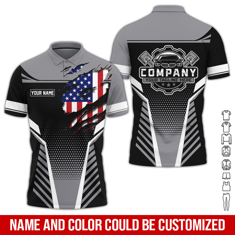 Personalized Work Shirt for Mechanics, Perfect Gift for Car Guys, Diesel Techs, and Shop Crews, Grey Color, Work-Ready Fit