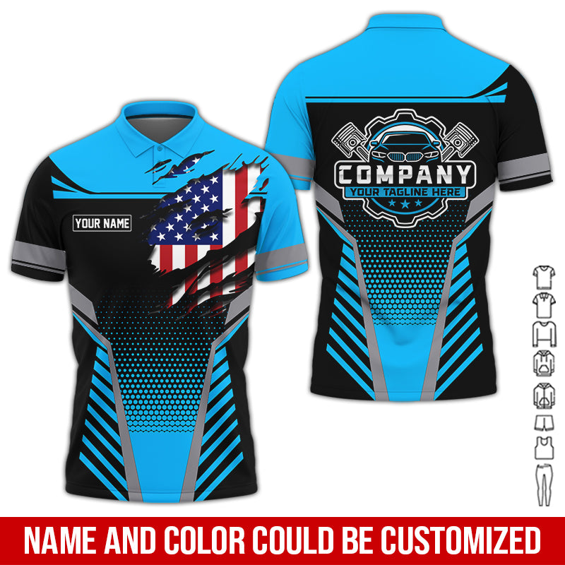 Personalized Work Shirt for Mechanics, Perfect Gift for Car Guys, Diesel Techs, and Shop Crews, Blue Color, Work-Ready Fit