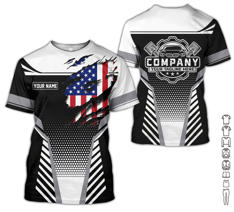 Personalized Work Shirt for Mechanics, Perfect Gift for Car Guys, Diesel Techs, and Shop Crews, White Color, Work-Ready Fit