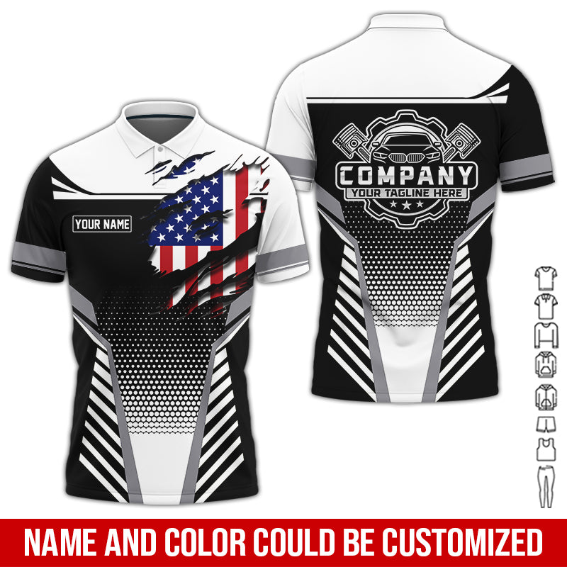 Personalized Work Shirt for Mechanics, Perfect Gift for Car Guys, Diesel Techs, and Shop Crews, White Color, Work-Ready Fit