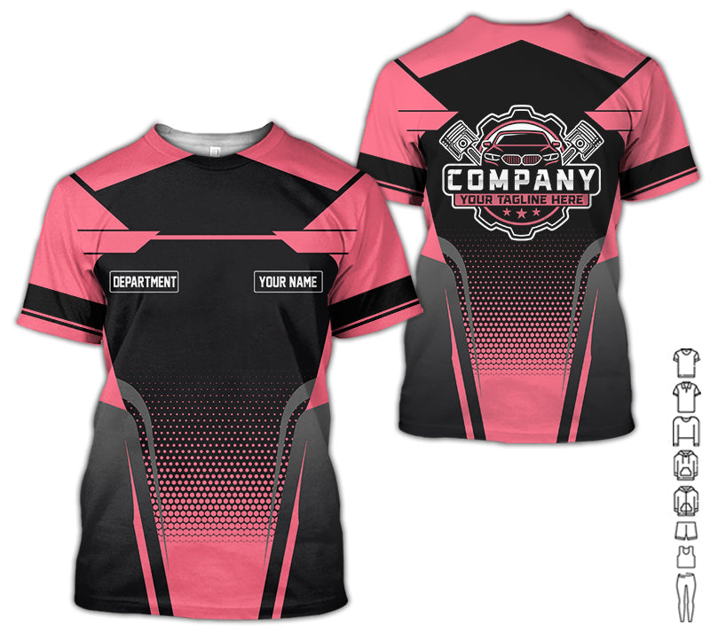 Personalized Name Mechanic Shirt, Mechanic Shirt in Neon Pink, Gift Idea for Auto Technicians, Best Custom Mechanic Shirt