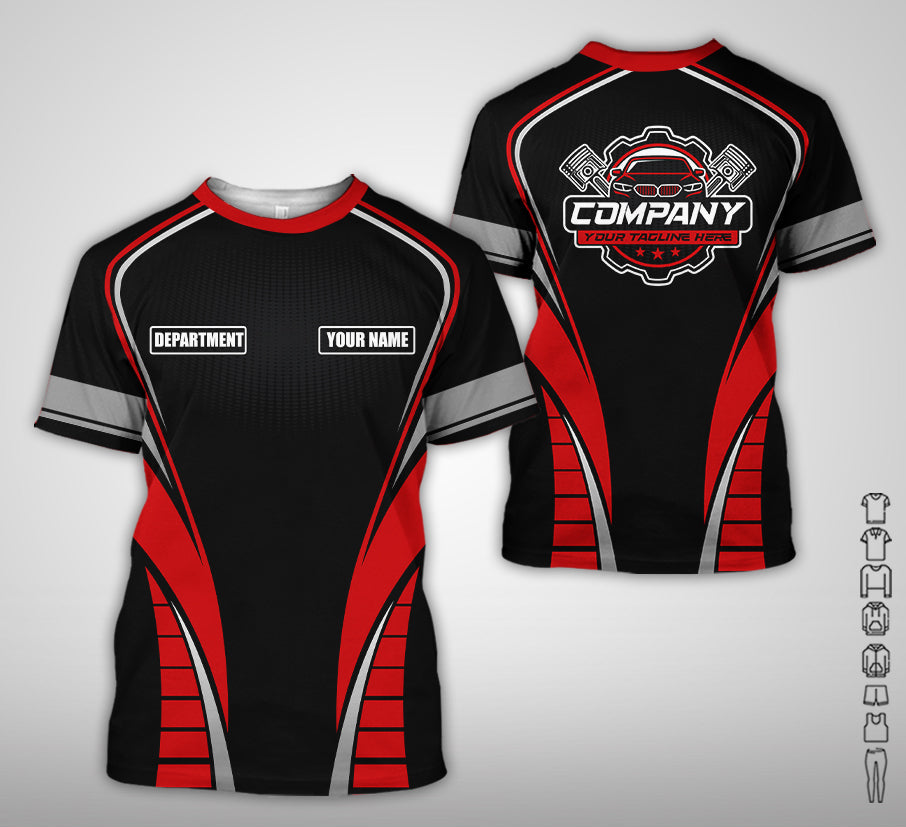 Personalized Mechanic 3D Print Shirt, Red Mechanic Work Shirt, Gift Idea for Auto Technicians, Comfortable Fit for Men and Women