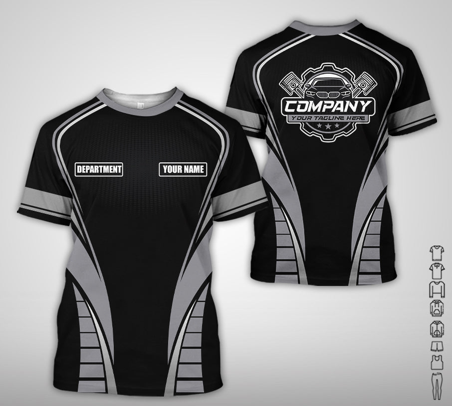 Personalized Mechanic 3D Print Shirt, Grey Mechanic Work Shirt, Gift Idea for Auto Technicians, Comfortable Fit for Men and Women