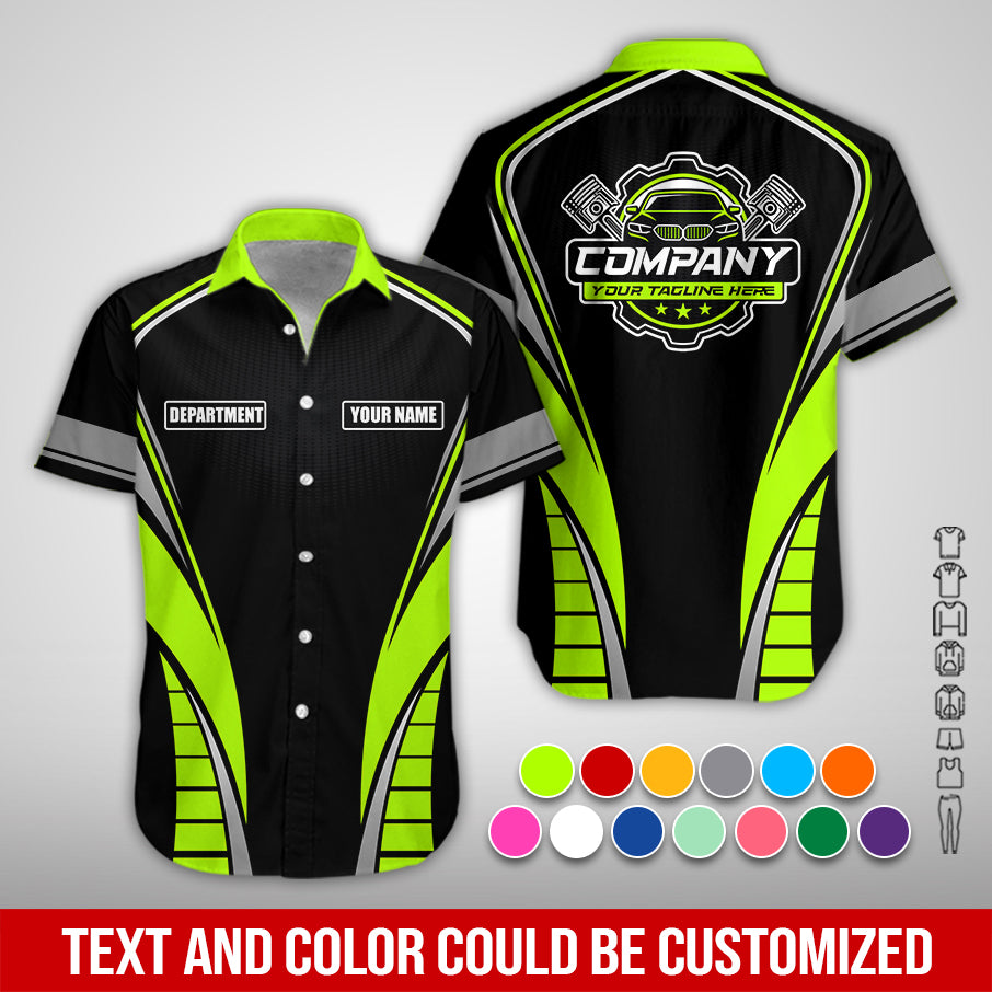 Personalized Mechanic 3D Print Shirt, Yellow Green Mechanic Work Shirt, Gift Idea for Auto Technicians, Comfortable Fit for Men and Women