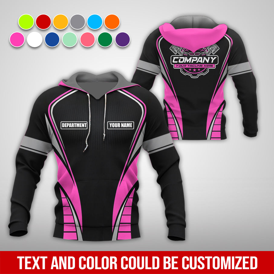 Personalized Mechanic 3D Print Shirt, Pink Mechanic Work Shirt, Gift Idea for Auto Technicians, Comfortable Fit for Men and Women