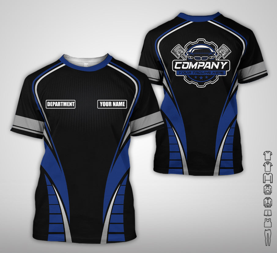 Personalized Mechanic 3D Print Shirt, Navy Mechanic Work Shirt, Gift Idea for Auto Technicians, Comfortable Fit for Men and Women