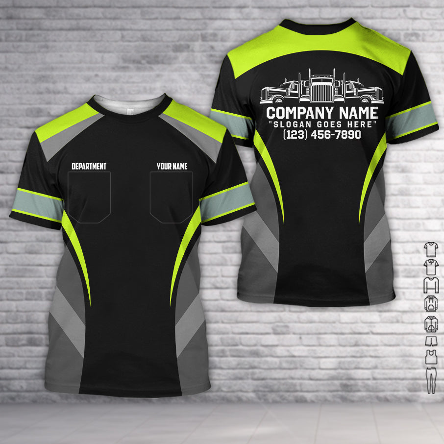 Custom Name Semi Truck Uniform Clothes, Printed Pocket, Personalized T-shirt