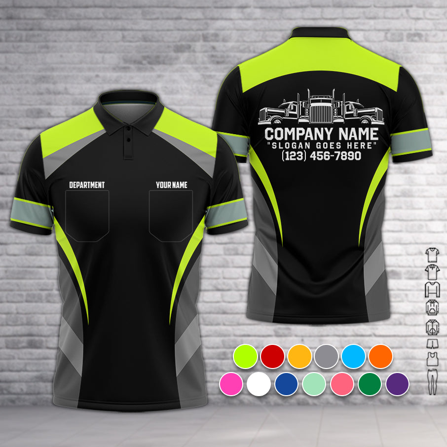Custom Name Semi Truck Uniform Clothes, Printed Pocket, Personalized T-shirt