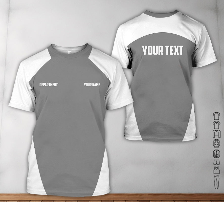 Custom Auto Mechanic Shirt, Personalized Garage Uniform With Printed Name, Gift For Car Guys Or Technicians, Mechanic Shirt In Grey