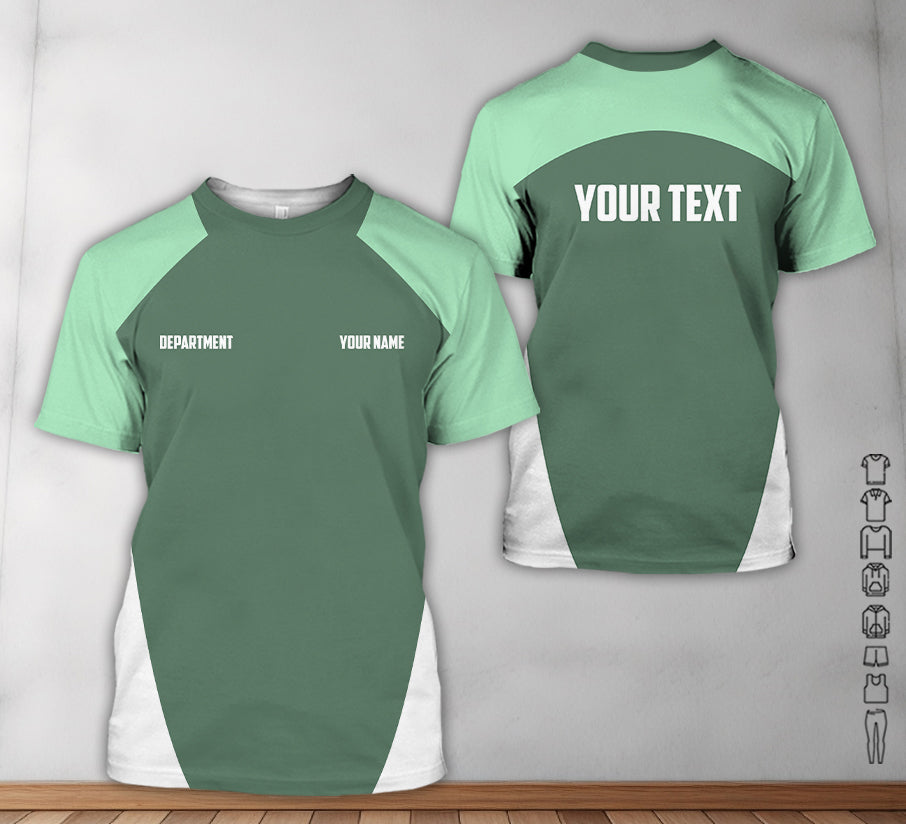 Mechanic Shirt with Custom Name & Department, Gift for Mechanic Dad, Husband or Boyfriend, Seafoam Color, Sizes S to 5XL Available