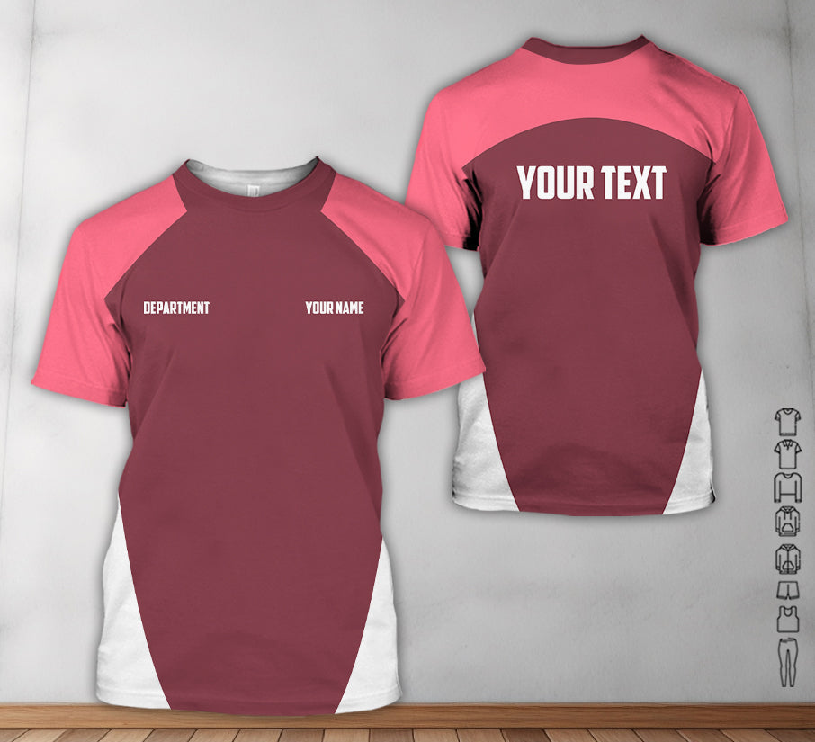 Mechanic Shirt with Custom Name & Department, Gift for Mechanic Dad, Husband or Boyfriend, Pink Color, Sizes S to 5XL Available