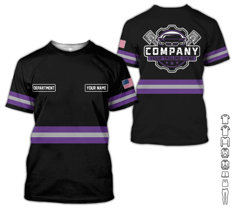 Custom Mechanic Shirt, Gift for Car Lovers, Husband, or Boyfriend, Unisex Fit for Men and Women, Classic Purple Shirt