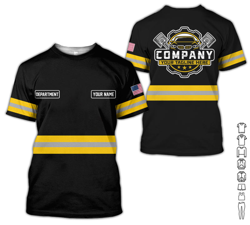 Custom Mechanic Shirt, Gift for Car Lovers, Husband, or Boyfriend, Unisex Fit for Men and Women, Classic Yellow  Shirt