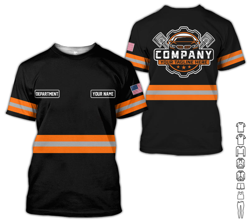 Custom Mechanic Shirt, Gift for Car Lovers, Husband, or Boyfriend, Unisex Fit for Men and Women, Classic Orange Shirt