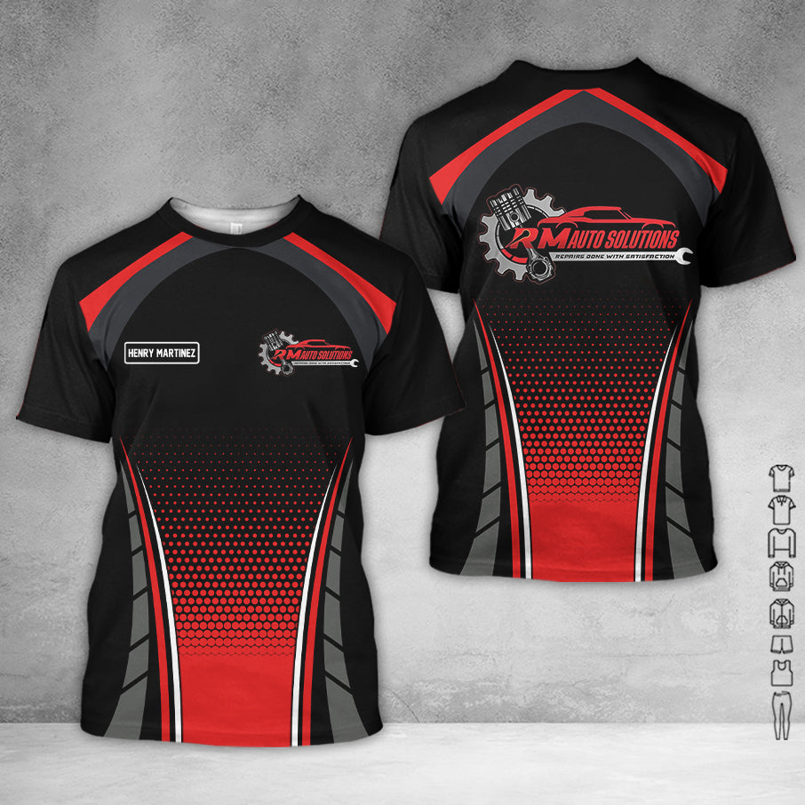 Custom Mechanic Uniform Shirt, Gift for Husband, Dad, or Boyfriend, Unisex Fit, Red Work Shirt with Personalized Name