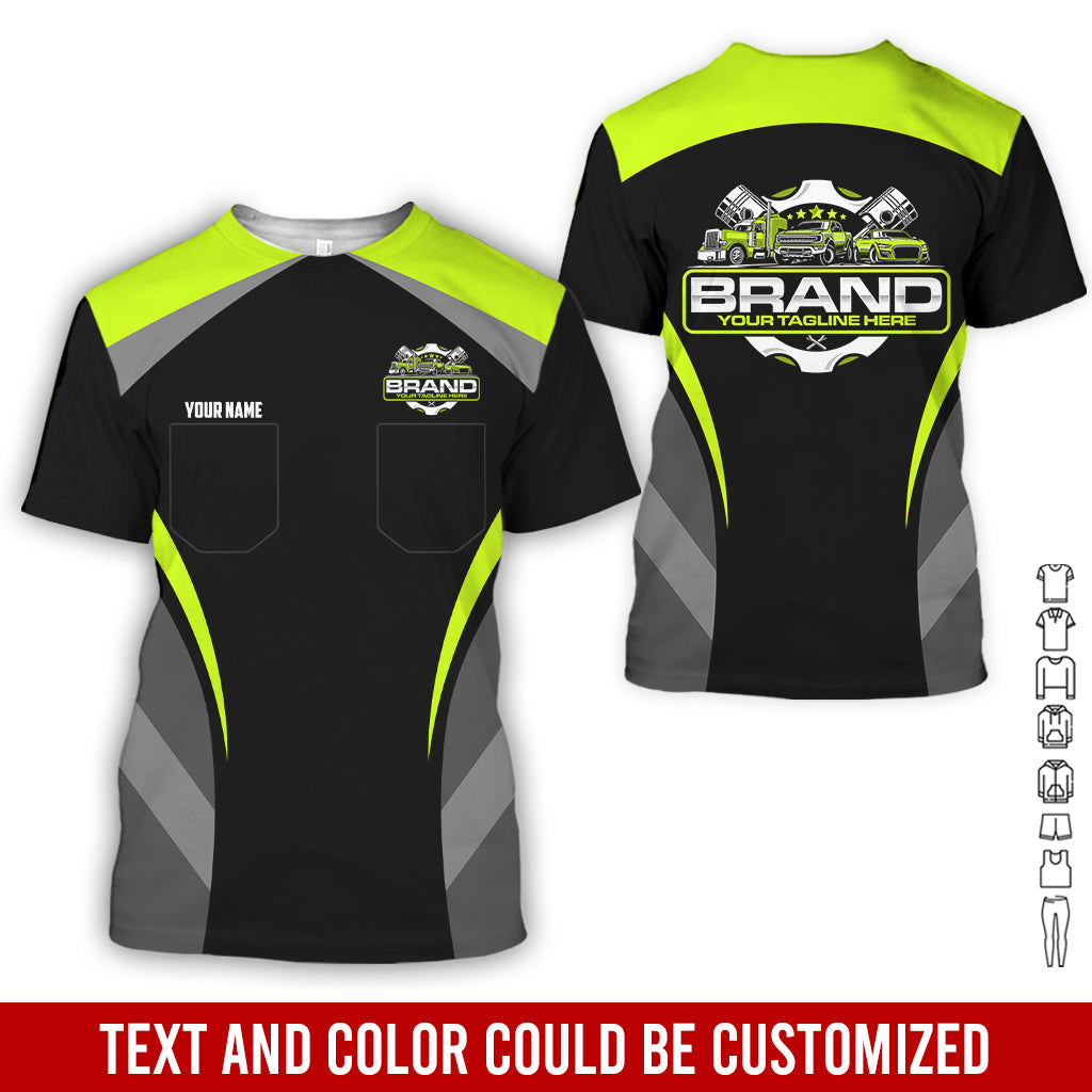 Best Custom Mechanic Shirt for Men, Perfect Gift for Car Guys, Diesel Techs, and Shop Crews, Unisex Yellow Green Mechanic Shirt