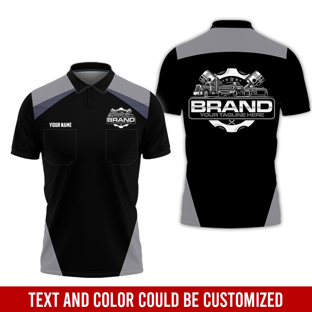 Personalized Mechanic Uniform for Men, 3D Printed Pocket Shirt for Auto Technicians, Gray Color, Great Gift for Car Guys