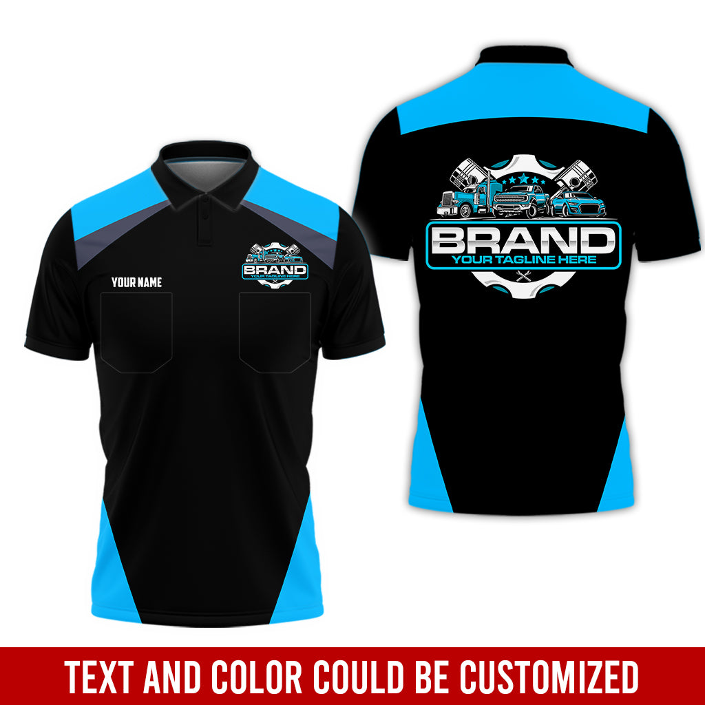 Personalized Mechanic Uniform for Men, 3D Printed Pocket Shirt for Auto Technicians, Blue Color, Great Gift for Car Guys