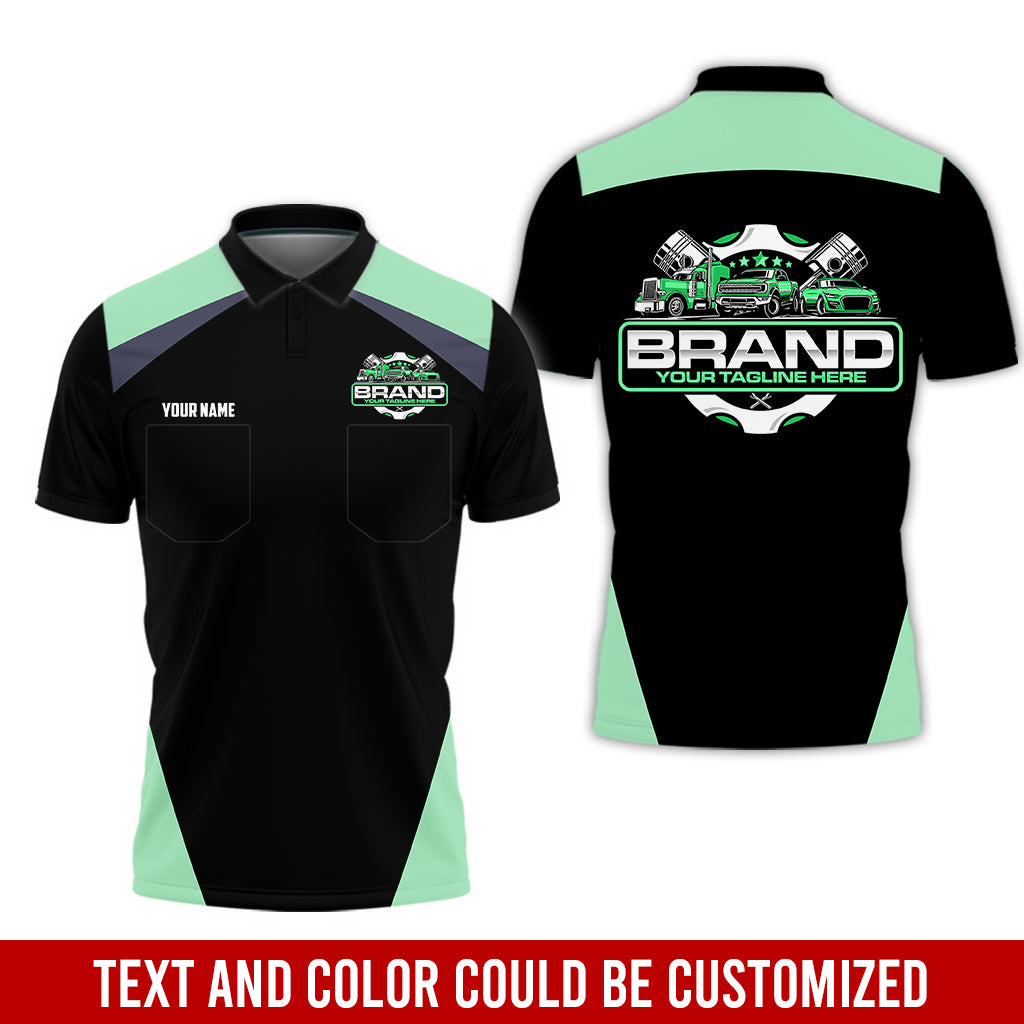 Personalized Mechanic Uniform for Men, 3D Printed Pocket Shirt for Auto Technicians, Seafoam Color, Great Gift for Car Guys