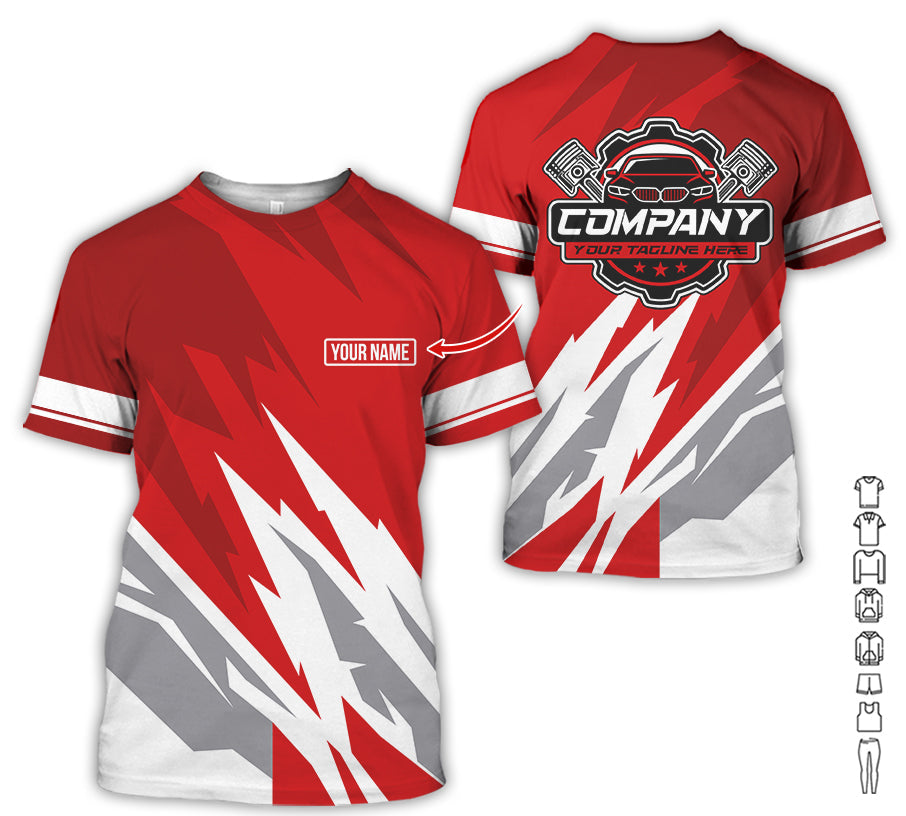 Custom Printed Mechanic Shirt, Great Gift for Husband, Red Color, Comfortable Daily Fit, Size S to 5XL