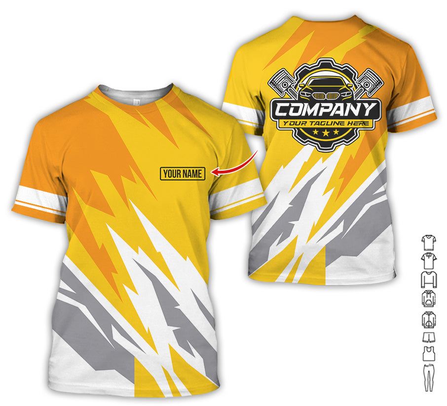 Custom Printed Mechanic Shirt, Great Gift for Husband, Yellow Color, Comfortable Daily Fit, Size S to 5XL