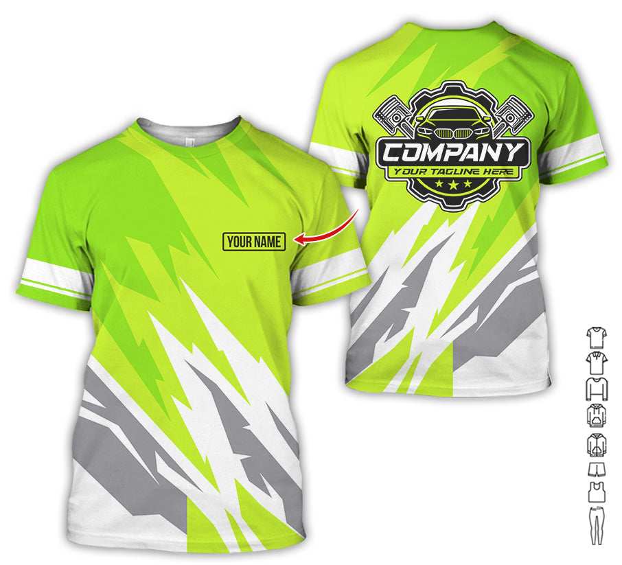 Custom Printed Mechanic Shirt, Great Gift for Husband, Yellow Green Color, Comfortable Daily Fit, Size S to 5XL