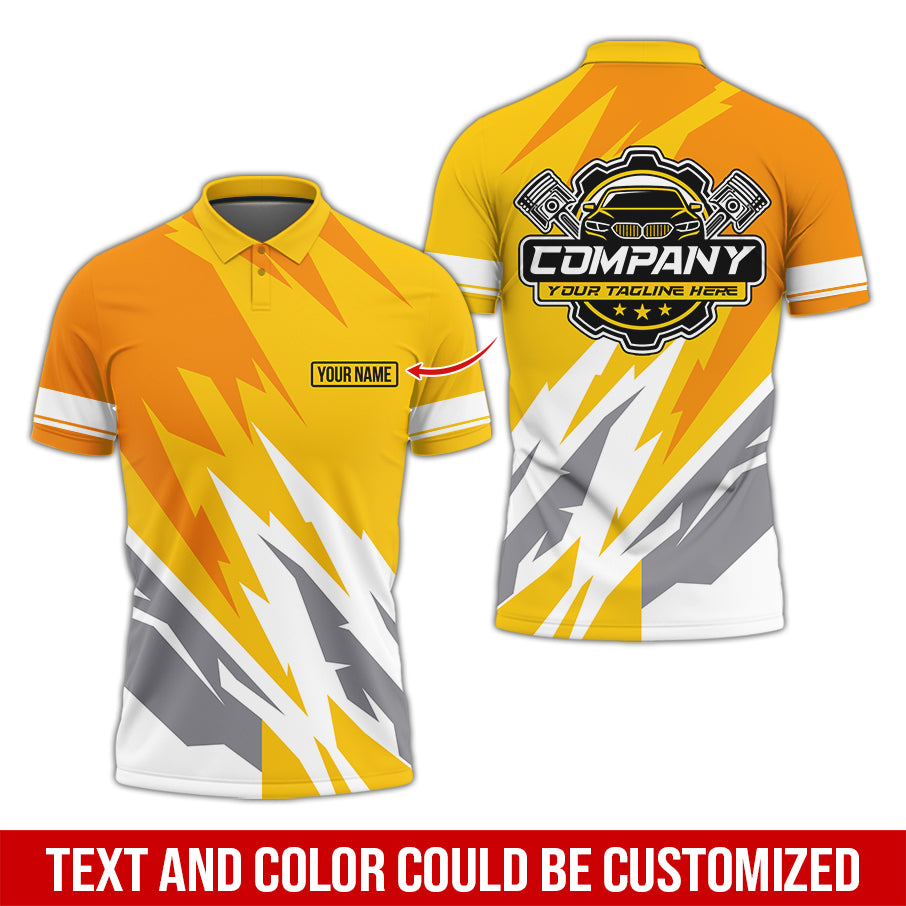 Custom Printed Mechanic Shirt, Great Gift for Husband, Yellow Color, Comfortable Daily Fit, Size S to 5XL