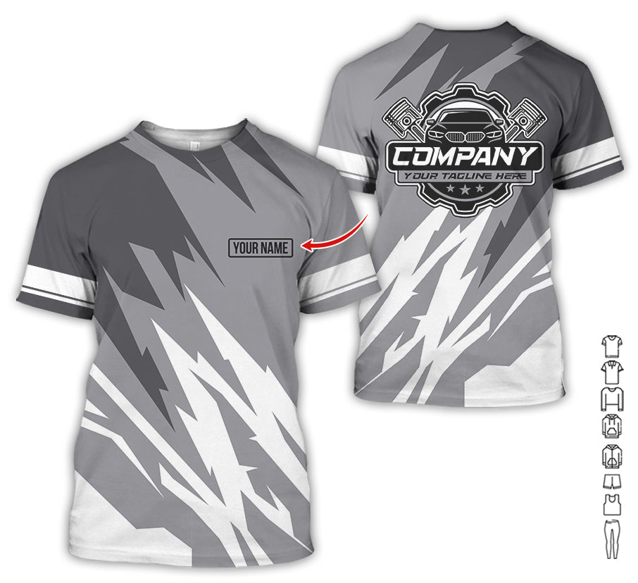 Custom Printed Mechanic Shirt, Great Gift for Husband, Grey Color, Comfortable Daily Fit, Size S to 5XL