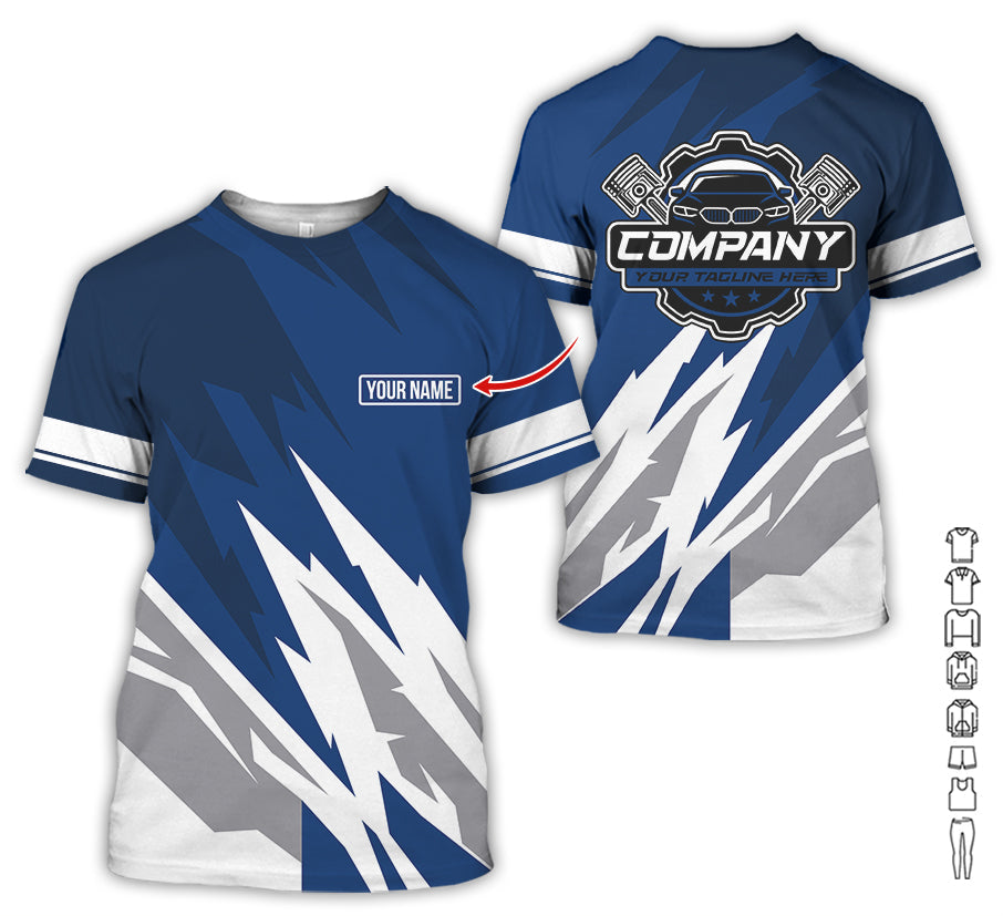 Custom Printed Mechanic Shirt, Great Gift for Husband, Navy Color, Comfortable Daily Fit, Size S to 5XL