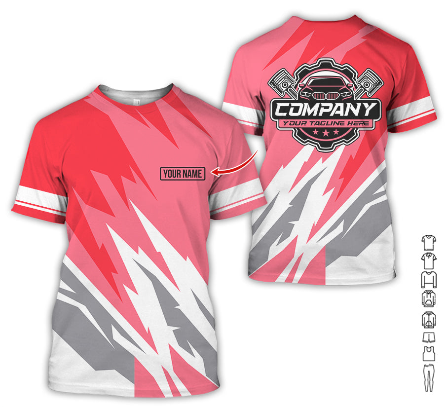 Custom Printed Mechanic Shirt, Great Gift for Husband, Neon Pink Color, Comfortable Daily Fit, Size S to 5XL