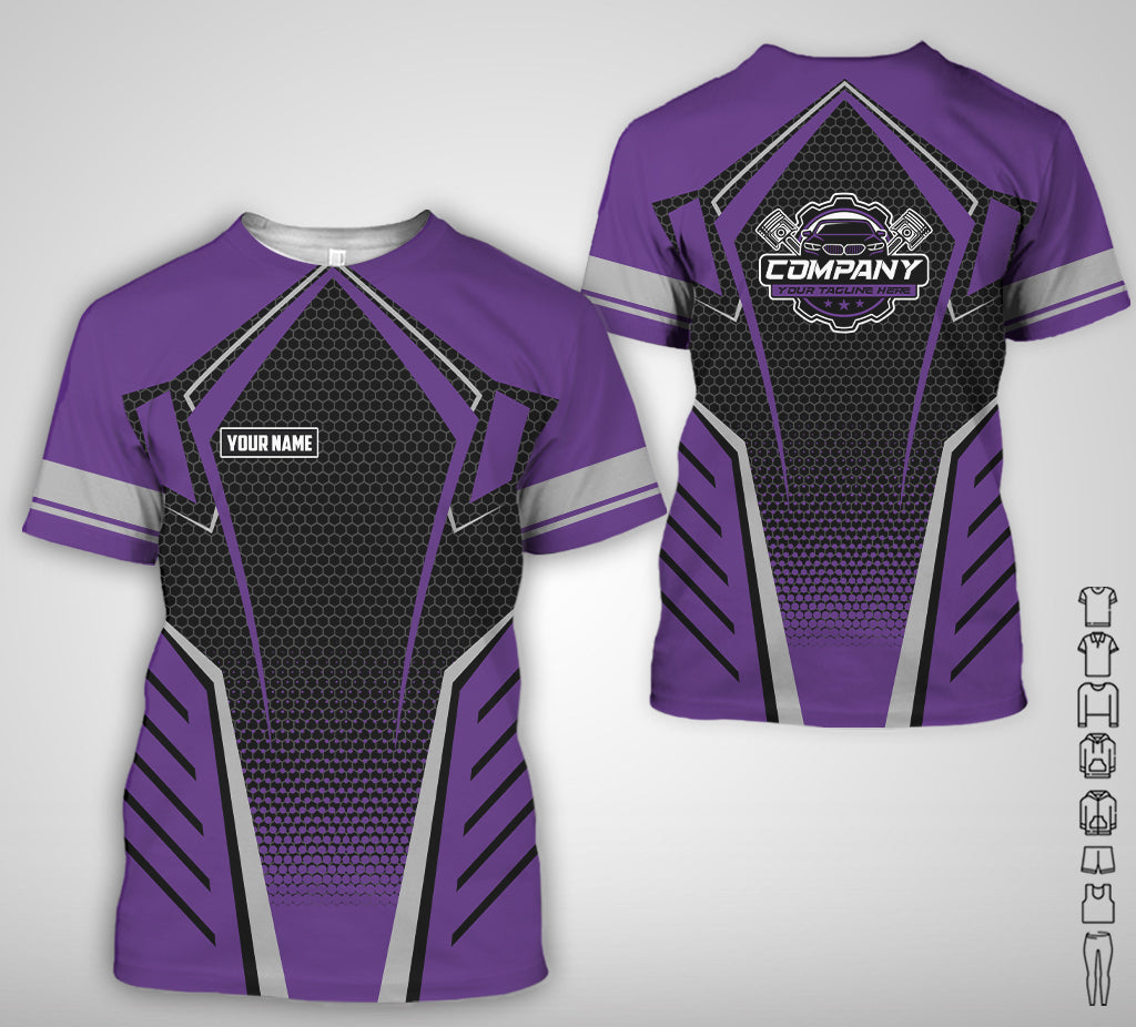 Custom Mechanic Work Shirt with Name, Gift for Technicians and Car Guys, Mechanic Shirt In Purple, Sizes S to 5XL